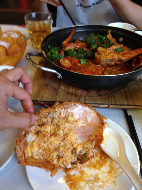 Crab shell with rice