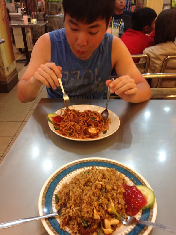 Blogger having dinner