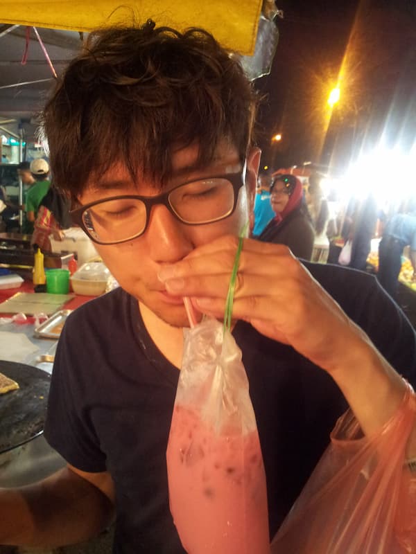 Friend drinking juice