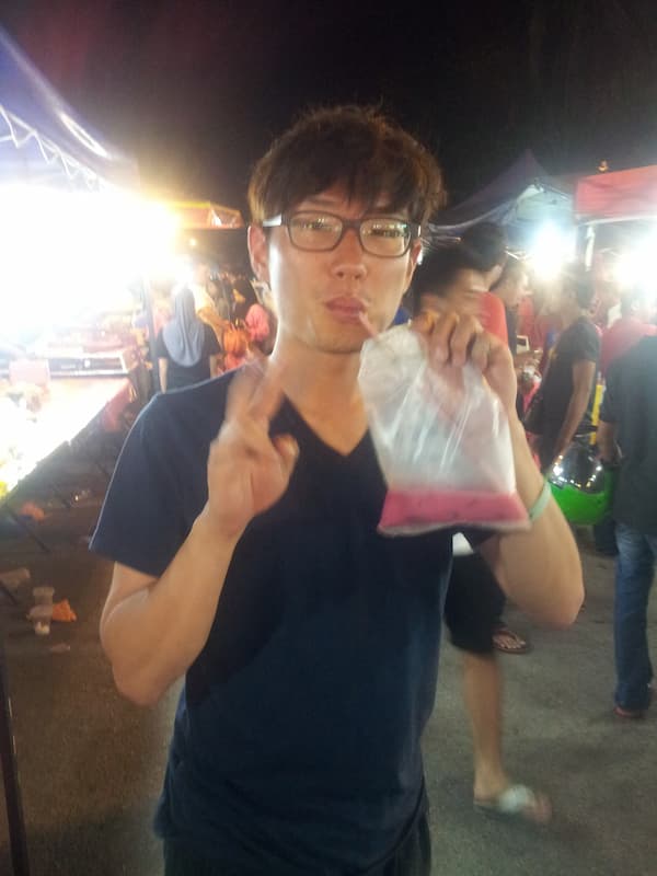 Friend drinking juice