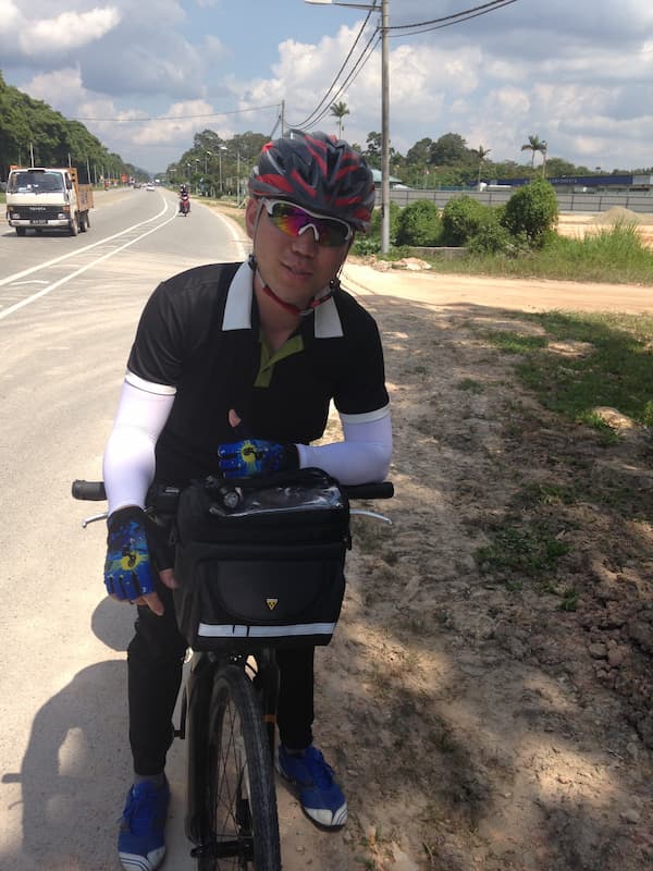 Blogger on riding bicycle