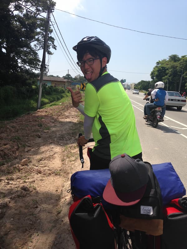 Friend on riding bicycle