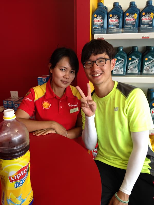 Friend with staff in convenient shop