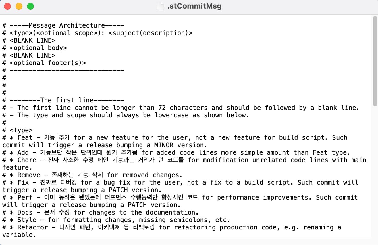 Git commit template Git commit template