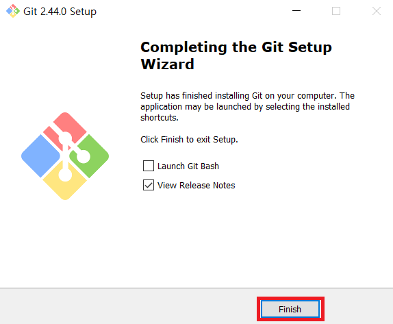 The scene when Git installing completed for Windows The scene when Git installing completed for Windows
