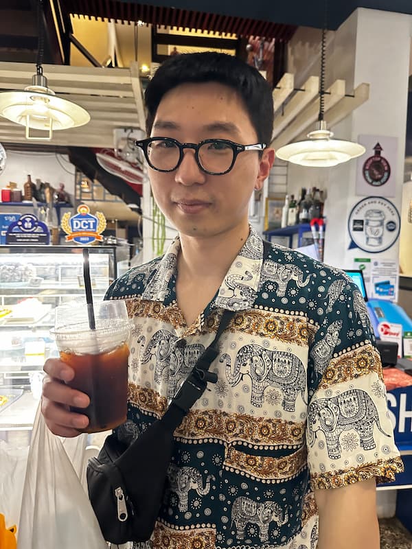 Friend in Indigo cafe