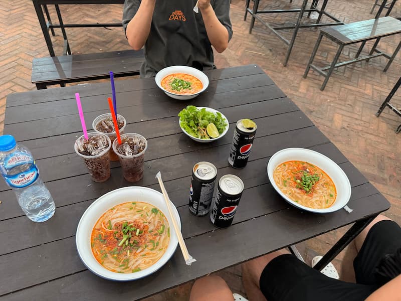 Khao Soi and Khao Poon with colas
