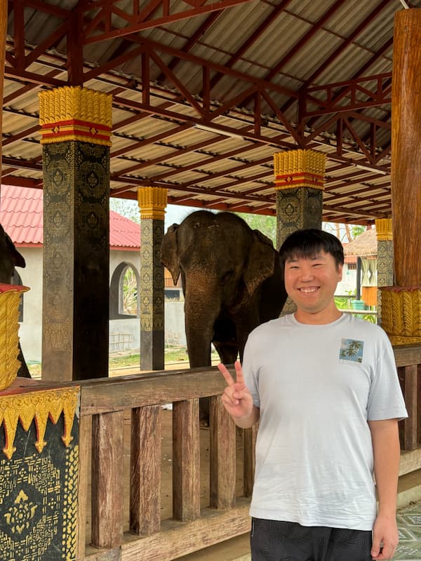 Blogger in Luang Prabang elephants camp