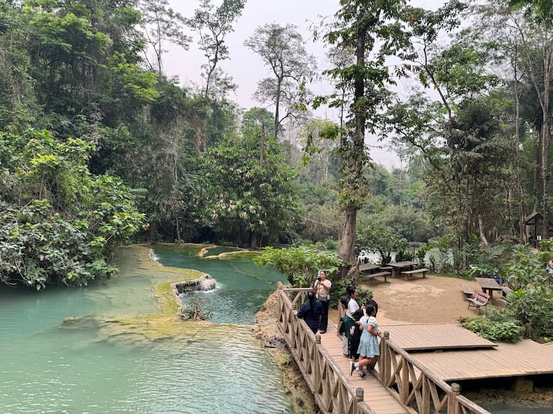 The top of Kuang Si waterfall