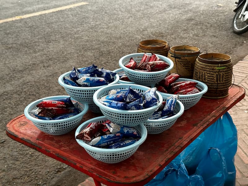 The snacks for Alms Giving ceremony