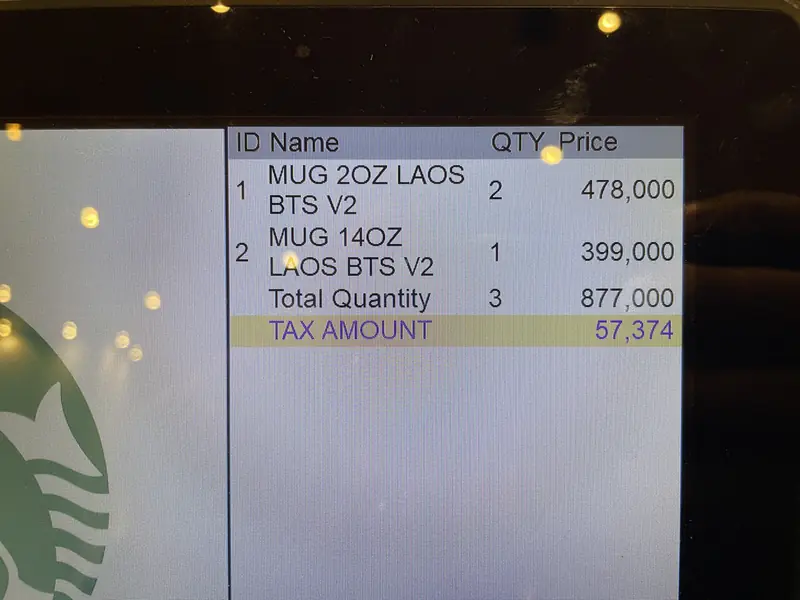 라오스 스타벅스의 기념품들 가격