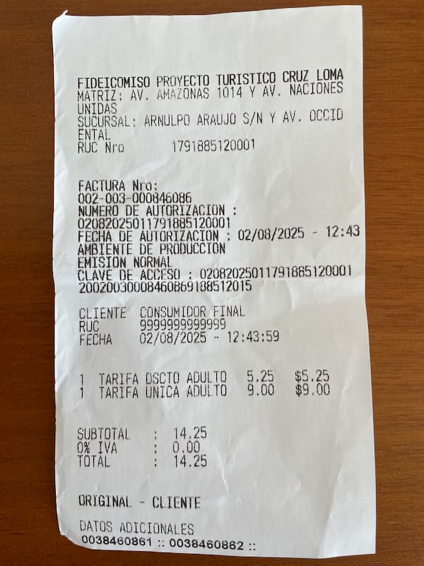 Cable car ticket