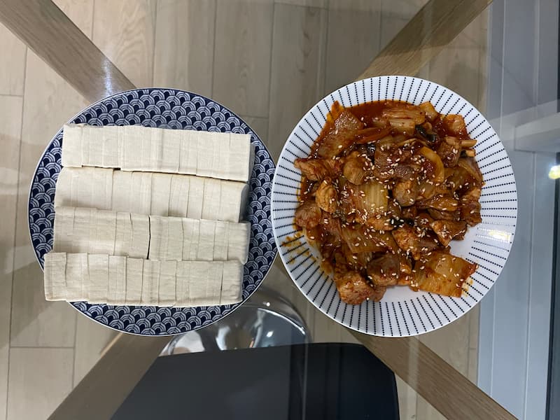 Korean tofu with stir-fried Kimchi