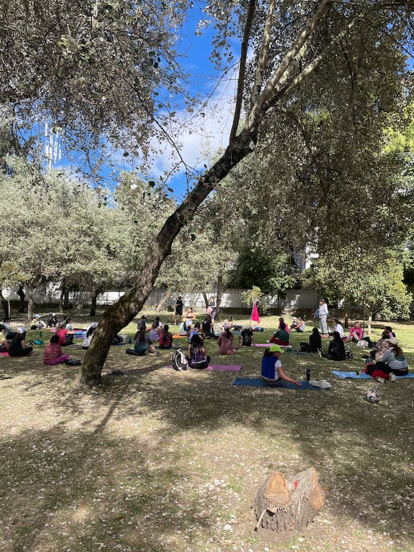 Yoga class at outdoor