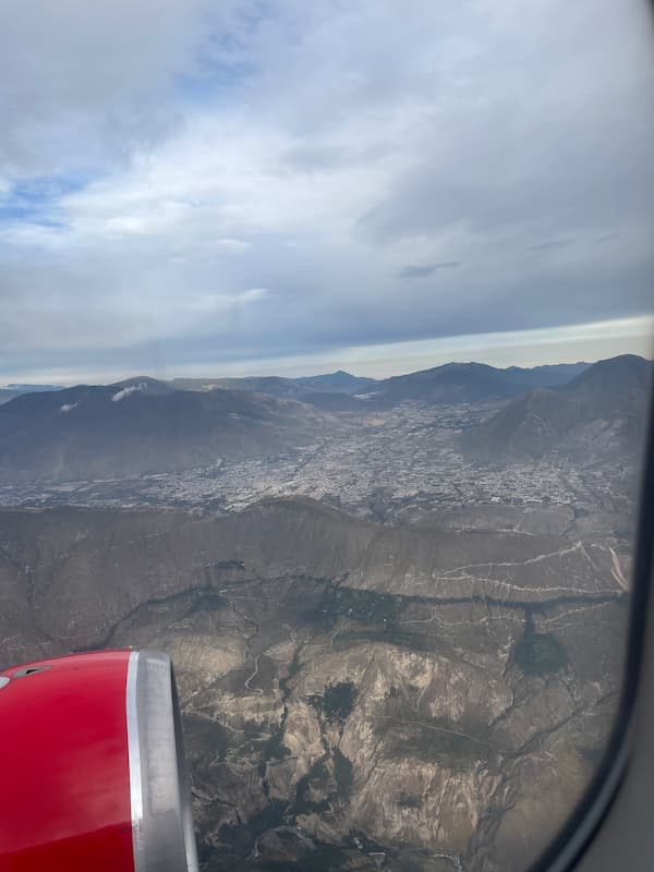 City view on plane