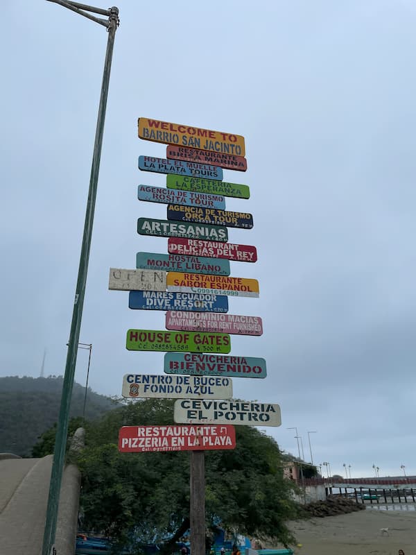 Street sign in Puerto Lopez