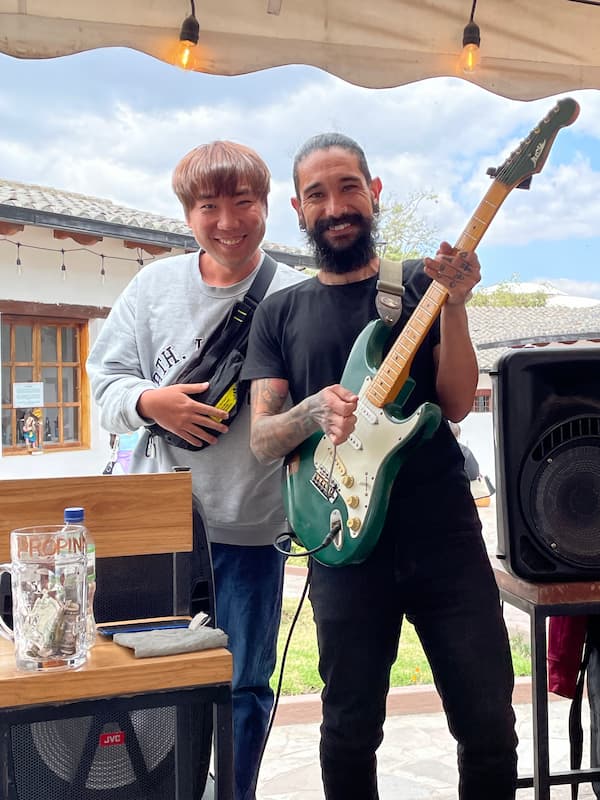 Blogger with Guitarist
