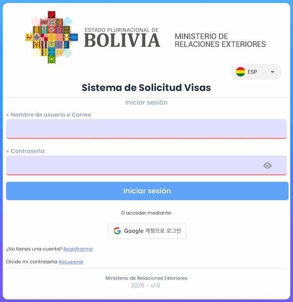 Bolivia visa online application