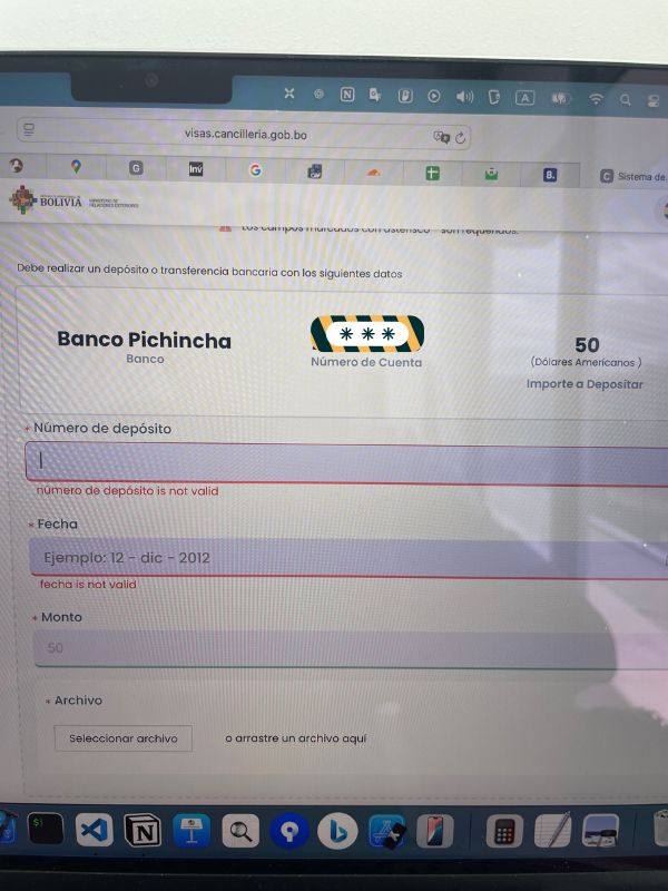 Bolivia visa payment