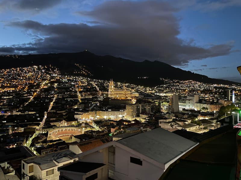 Basilica view in the restaurant at night