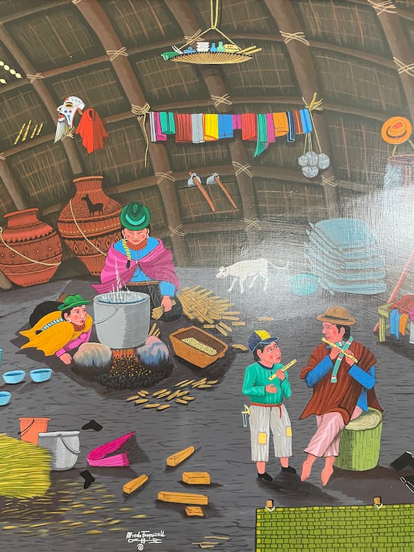 안데스 전통 가정을 표현한 티구아 화풍 그림