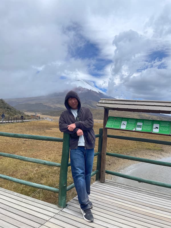 Blogger with Cotopaxi Volcano