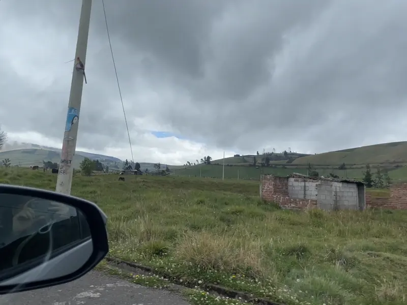 이동 중인 차량 밖 많은 농지