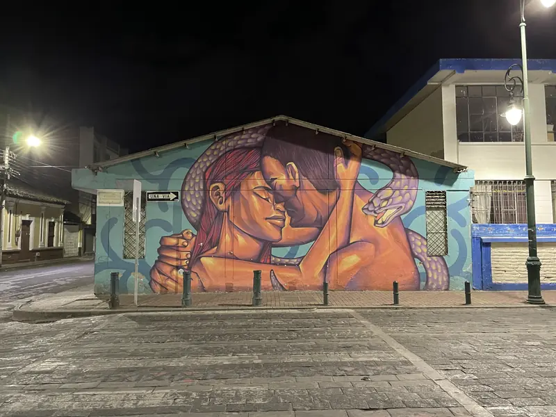 밤에 본 연인을 그린 그라피티