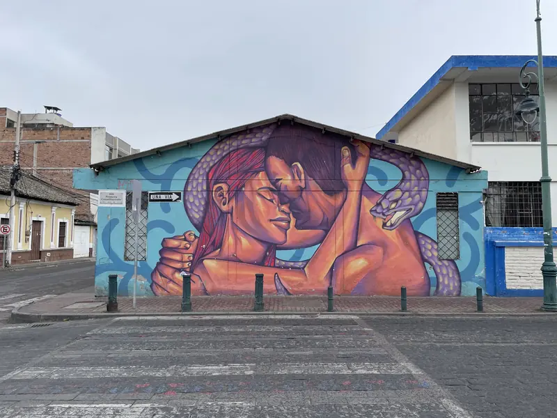 오후에 본 연인을 그린 그라피티