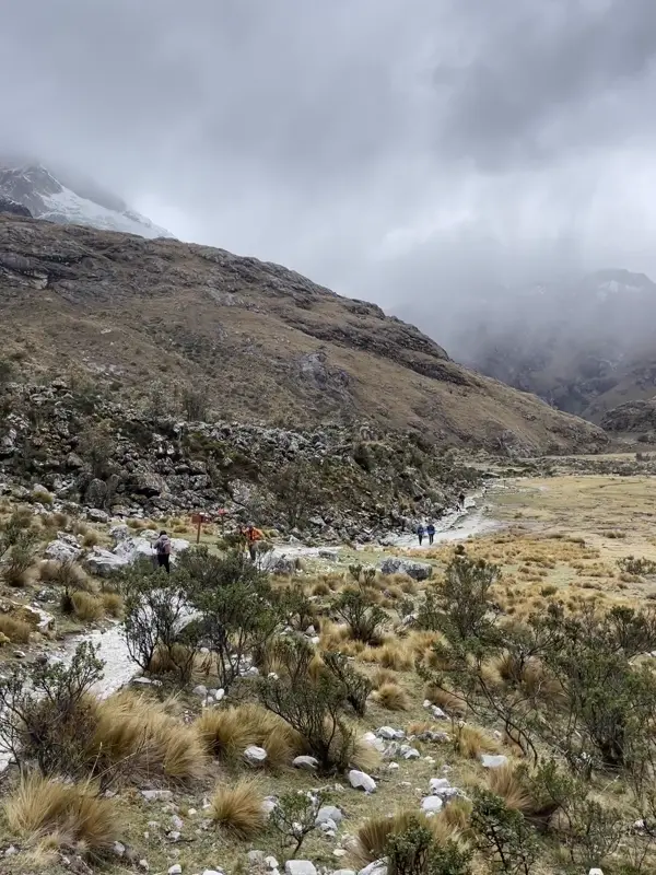 마지막 1km 구간을 올라오는 중인 투어 일행들