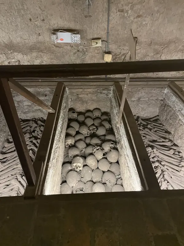 대성당 아래 지하 무덤 유골들