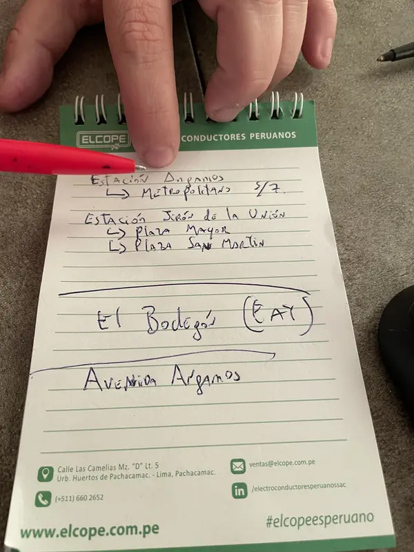 집주인 분이 블로거에게 리마에 대해서 알려주고 기록한 노트